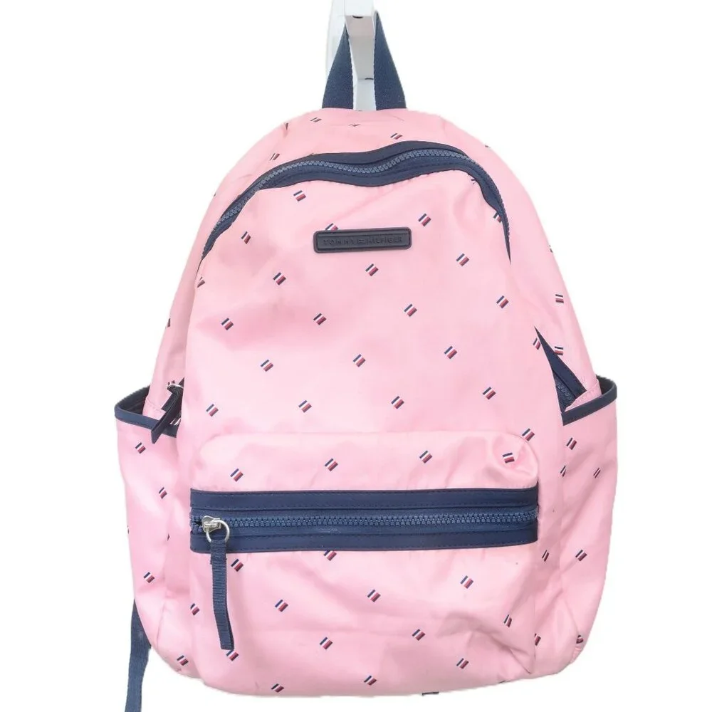 Tommy Hilfiger Pink Portland‎ Navy Blue Large Backpack Laptop Case School Bag